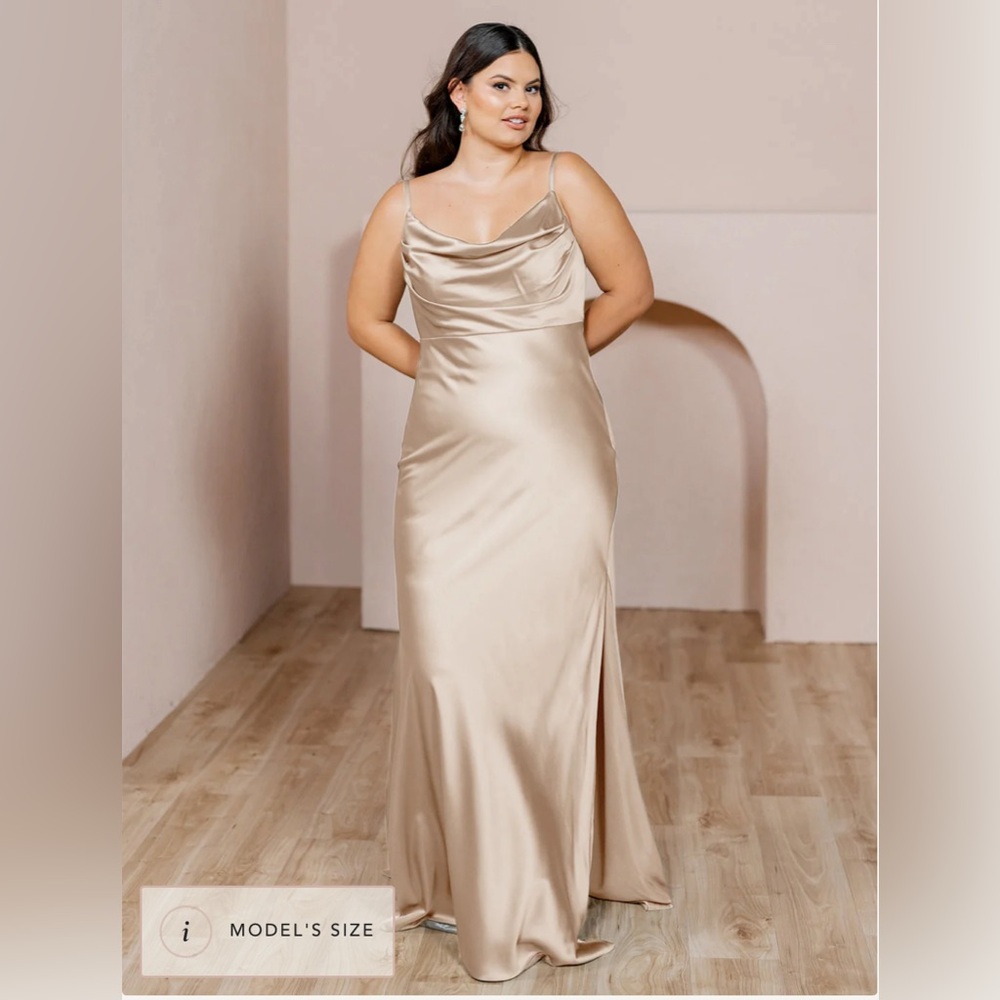 Revelry Skye Satin Dress Gold Champagne #703